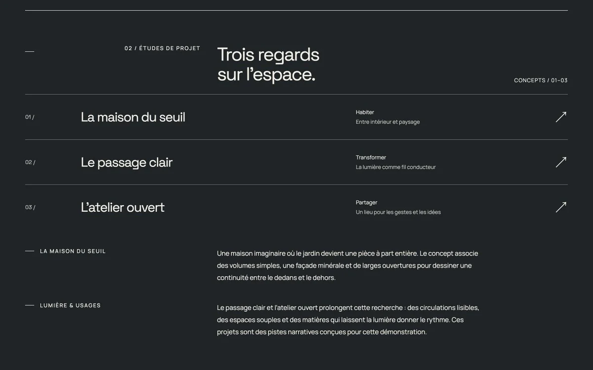 Capture d’une section de la page ANGLE 23