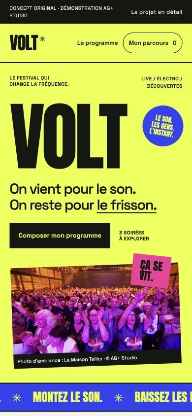 Capture mobile du concept original VOLT